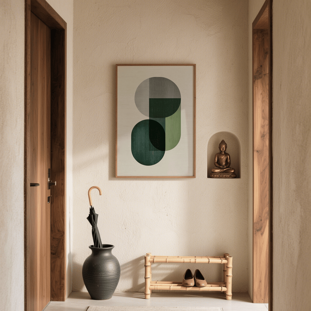 Modern Poster Decor with geometric shapes in Gray, for modern workspace