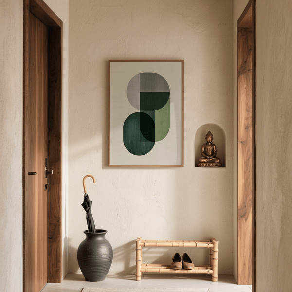 Modern Poster Decor with geometric shapes in Gray, for modern workspace