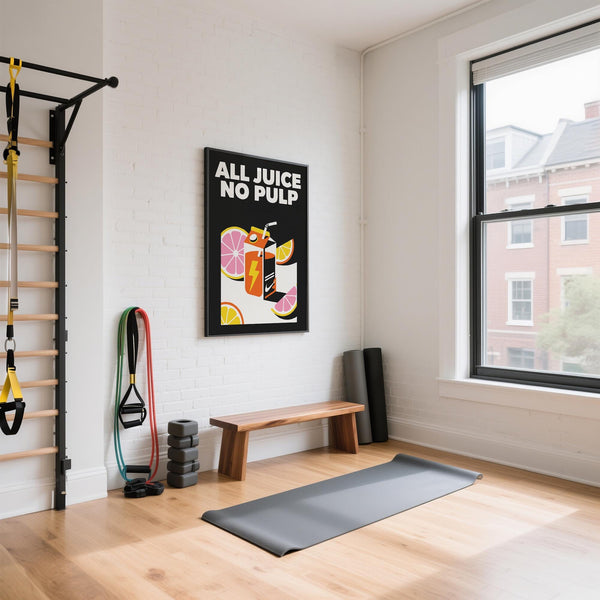 Juice-themed pop art poster perfect for gym spaces.