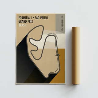 Industrial style wall print of Brazilian Grand Prix track map