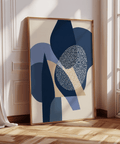 Blue Abstract Print art print in Blue, Beige, White, Brown for bedroom style