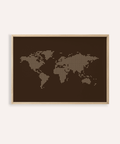 World Map Poster wall art in Brown and Beige for a living room