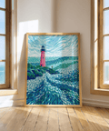 Modern Lighthouse Art with Pink lighthouse, Blue sky, for kid’s room wall art