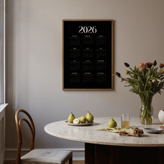 Black and White Modern Calendar Print for hallway art