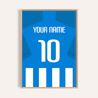 Front view of Deportivo Alaves Football Shirt Poster with personalized name and number 10