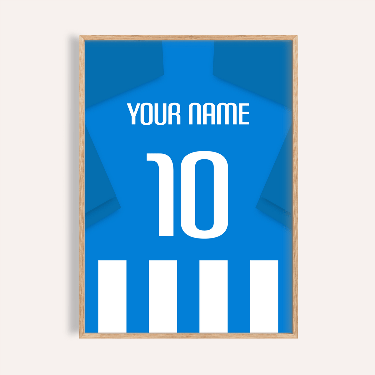 Front view of Deportivo Alaves Football Shirt Poster with personalized name and number 10