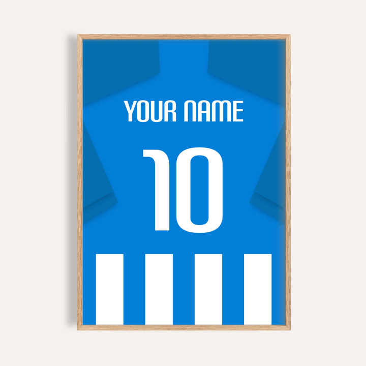 Front view of Deportivo Alaves Football Shirt Poster with personalized name and number 10