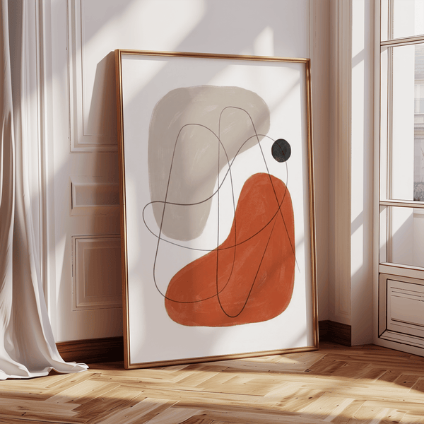 Minimalist Simple Abstract Art poster in Green and Yellow for office