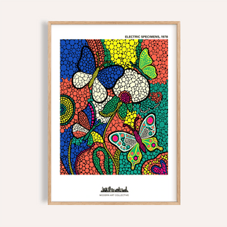Colorful Butterfly Art Print with overlapping butterflies and pebble dots