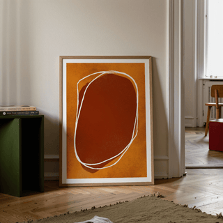 Gallery wall layout featuring Abstract Earth Tone Wall Art alongside neutral decor