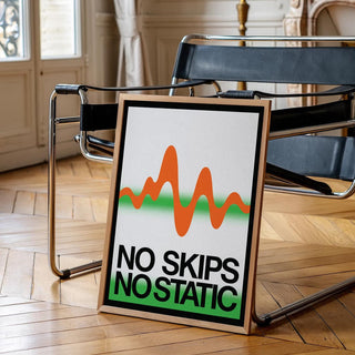 Orange and green retro music poster for sound lovers.