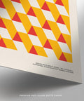 Red and yellow triangle art posters gallery piece for studio walls.