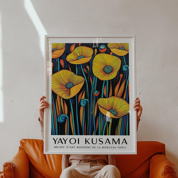 Modern Poppies Wall Art featuring colorful petals and swirling stems.