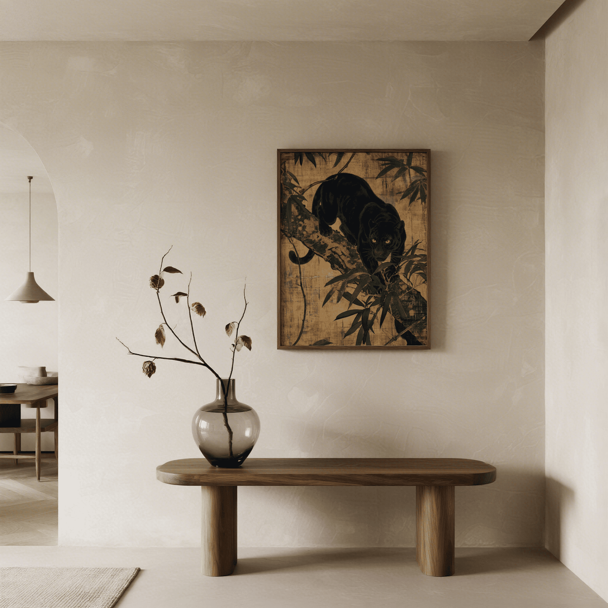 Bedroom decor Jungle Wall Art in beige, brown, and black tones poster