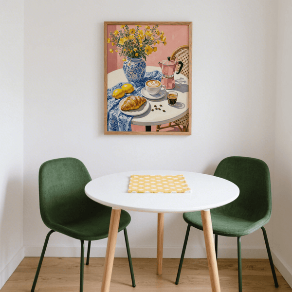 Floral Kitchen Decor poster showing Blue, Pink, and Multicolored elements in kitchen setting