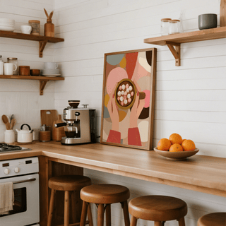 Hot Chocolate Wall Art, soft yellow, modern dining room, poster