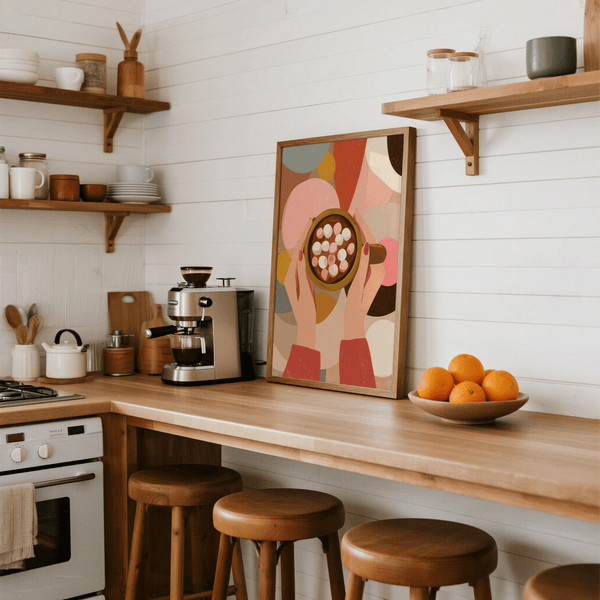 Hot Chocolate Wall Art, soft yellow, modern dining room, poster