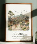 Vertical Seoul Landscape Art Print featuring broadcast tower and clustered high-rises