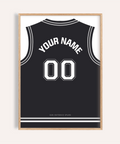 San Antonio Spurs Basketball Jersey Poster with arched name and 00 number