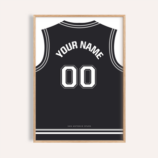 San Antonio Spurs Basketball Jersey Poster with arched name and 00 number