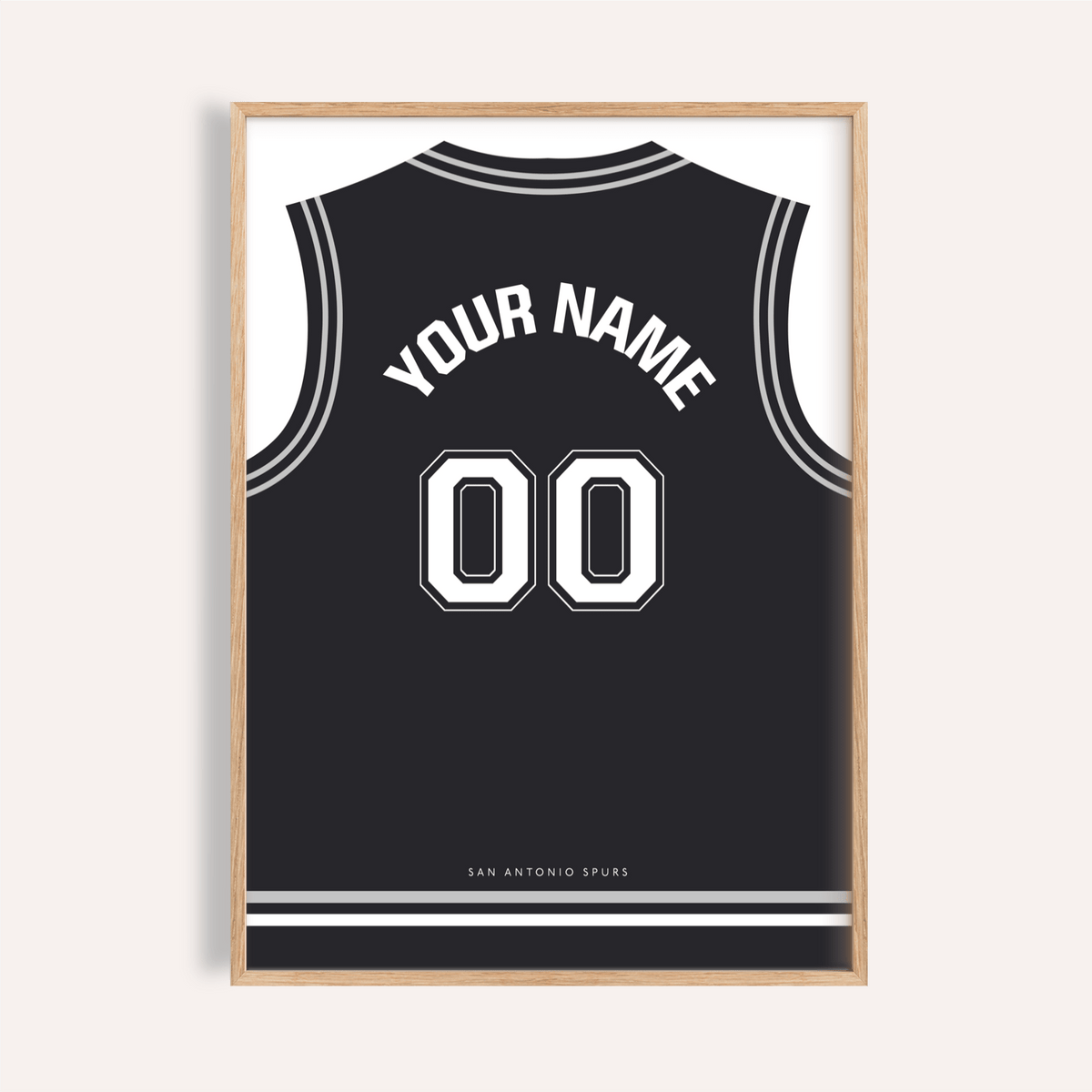 San Antonio Spurs Basketball Jersey Poster with arched name and 00 number