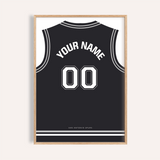 Camiseta de baloncesto personalizada - Negra con número blanco — wooden-frame main image