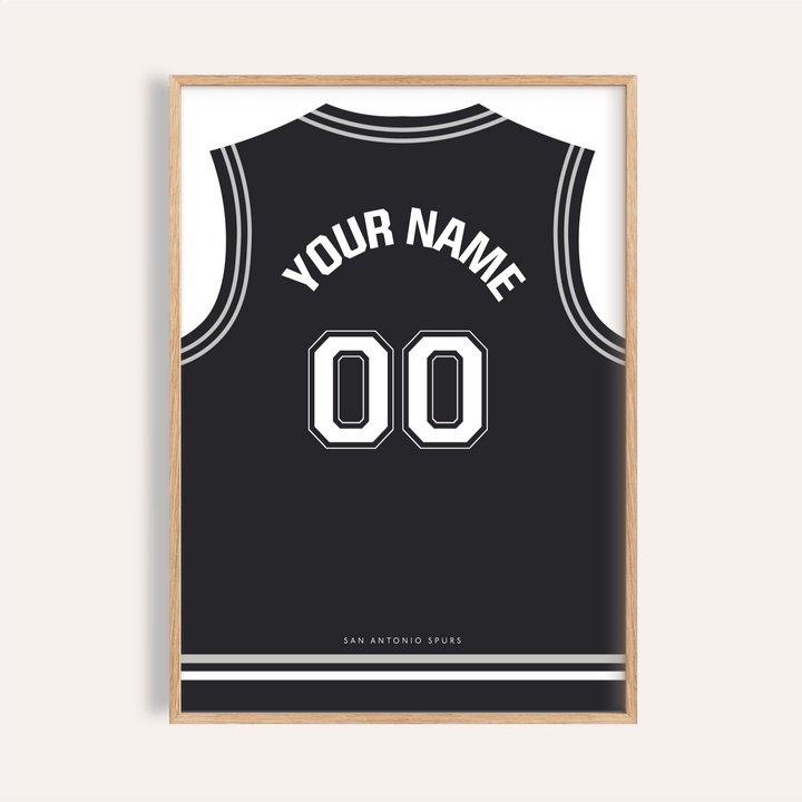 San Antonio Spurs Basketball Jersey Poster with arched name and 00 number
