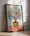 Tree of Life Wall Art with colorful blossoms in a patterned pot.
