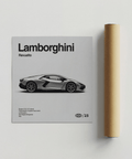 Lamborghini Art Print showcasing Black car silhouette for office display