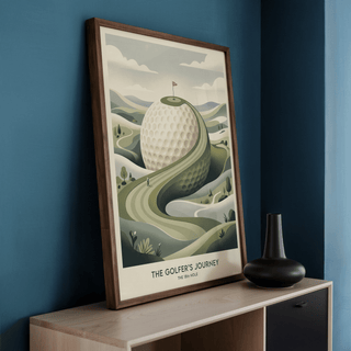 Oversized golf ball hill illustration with winding path toward summit green