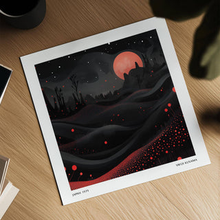 Abstract red moon wall moon art perfect for dramatic interiors