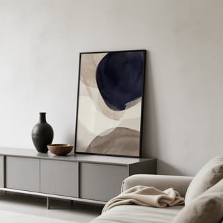 Abstract Watercolor Print wall art in beige and blue for relaxing entryway decor