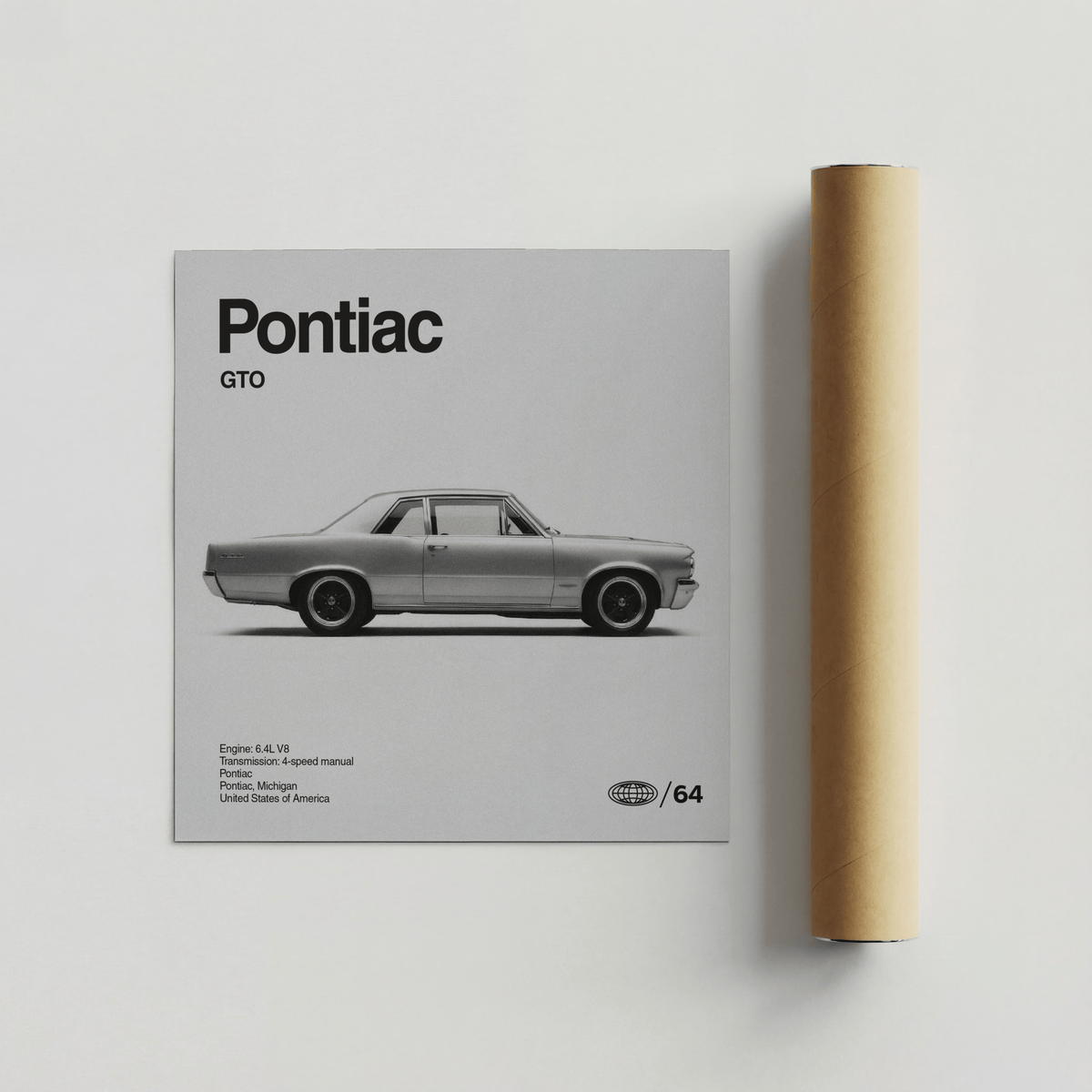 Pontiac Gto Art Print with vintage design for hallway display