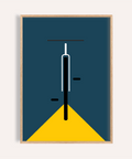 Minimal Bike Poster featuring blue tones for creative studio poster