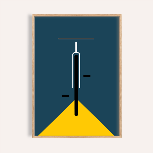 Minimal Bike Poster featuring blue tones for creative studio poster