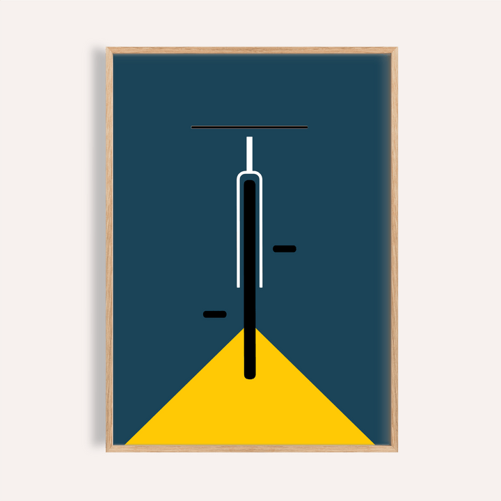 Minimal Bike Poster featuring blue tones for creative studio poster