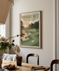 Presenting Pinehurst Golf Course Art Print wall art with winding fairway path and golf ball near the bottom edge