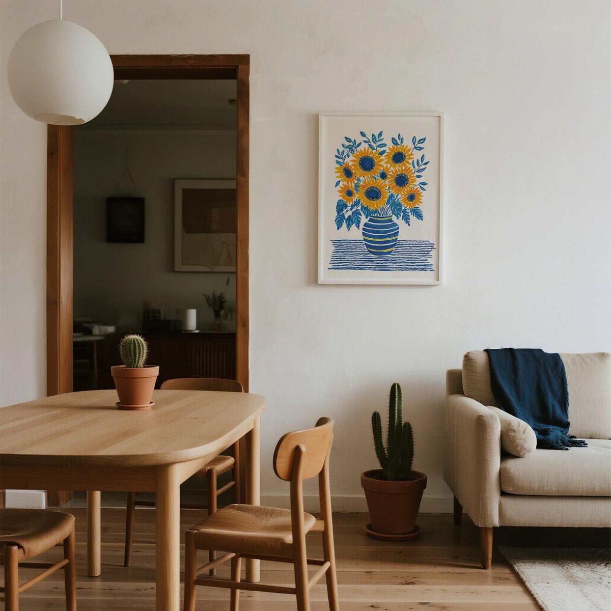 Colorful Sunflower Print with a still life arrangement in a bright, clean composition.