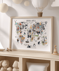 World Map for Kids art print with White background for play area