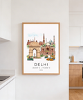 Street vendor and auto rickshaw details in vibrant cityscape poster