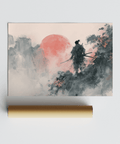 Abstract Warrior Poster in Black brushstrokes and Red hues, ideal for creative space