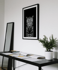 Dramatic animal wall art print featuring a leopard’s direct gaze and spotted coat