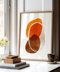 Orange Shapes Art Print featuring translucent stacked ovals