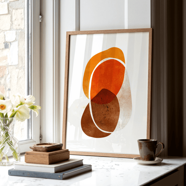Orange Shapes Art Print featuring translucent stacked ovals