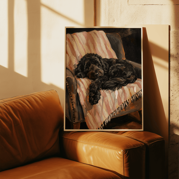 Chic Black Cockapoo Poster wall art print for Pink-themed spaces