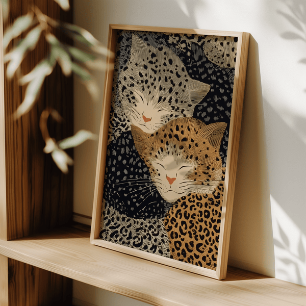 Leopard Print Wall Art in Orange and Gray, best for entryway wall art