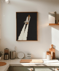 Rocket Launch Wall Art space themed, Black starscape for bedroom poster