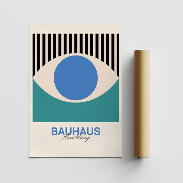 Minimalist Abstract Eye Print in Black, Blue, White, Green for bedroom poster