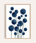 Watercolor Flower Print in blue and white for living room wall art