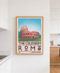 Rome landmark wall art print featuring the Colosseum and block ROMA type